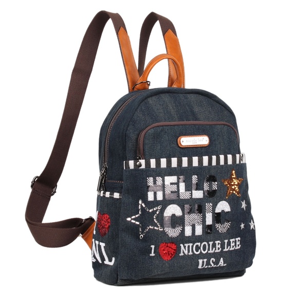 NICOLE LEE THEORA SEQUIN DENIM BACKPACK main image 4